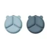 Liewood Stacy Zuignap Vakjesbord - 2 Stuks - Sea Blue / Whale Blue -Beste Kinderserie Winkel 5715335050174 b842