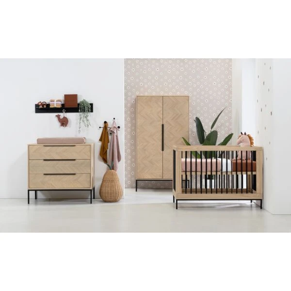 Europe Baby Beau Babykamer Naturel | Bed 60 X 120 Cm + Commode 3 Europe Baby Beau Babykamer Naturel | Bed 60 X 120 Cm + Commode